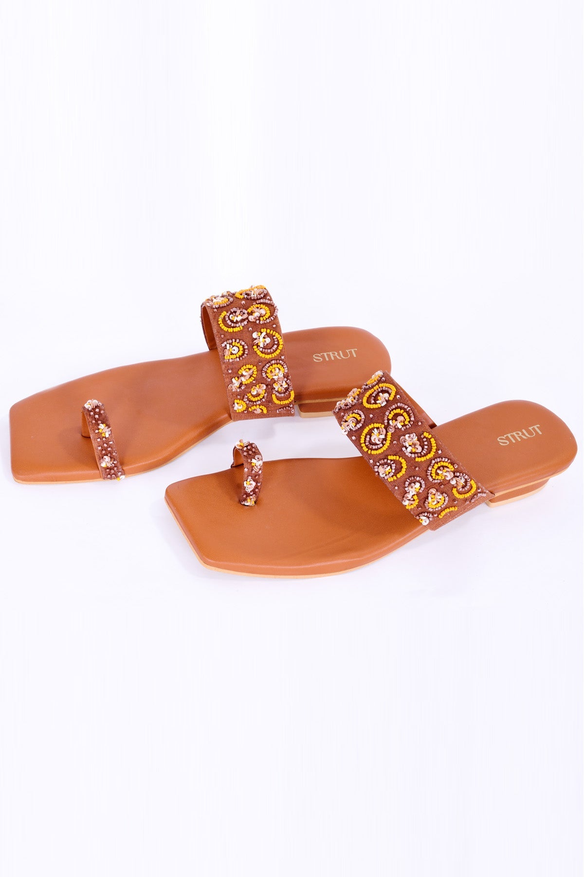Strut Brown Handwork Kolhapuri Chappal Accessories online at ScrollnShops